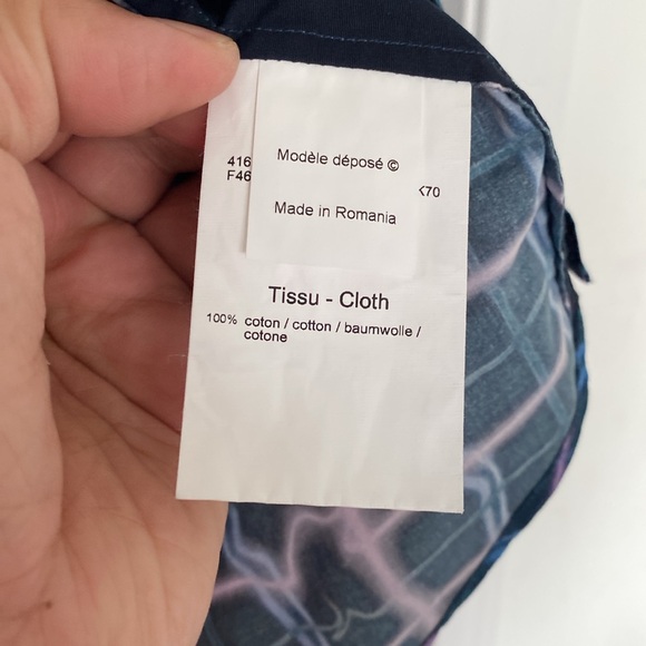 Pre❤️ Kenzo Paris Slim Fit Button Down Retro/Geometric Shirt - size 39 ( 15 1/4) - Picture 5 of 11